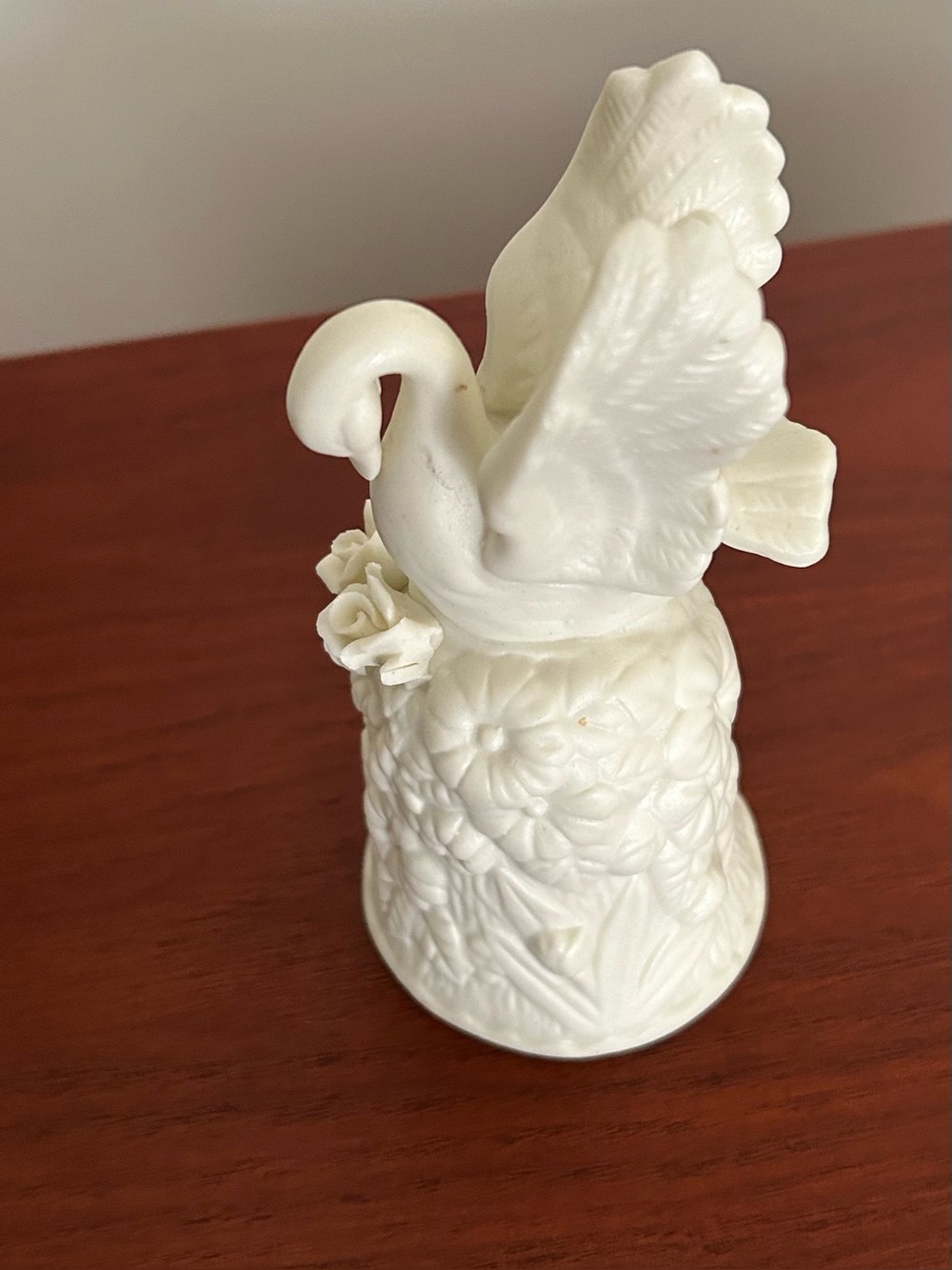 White Ceramic Dove Bell with Floral Detailing